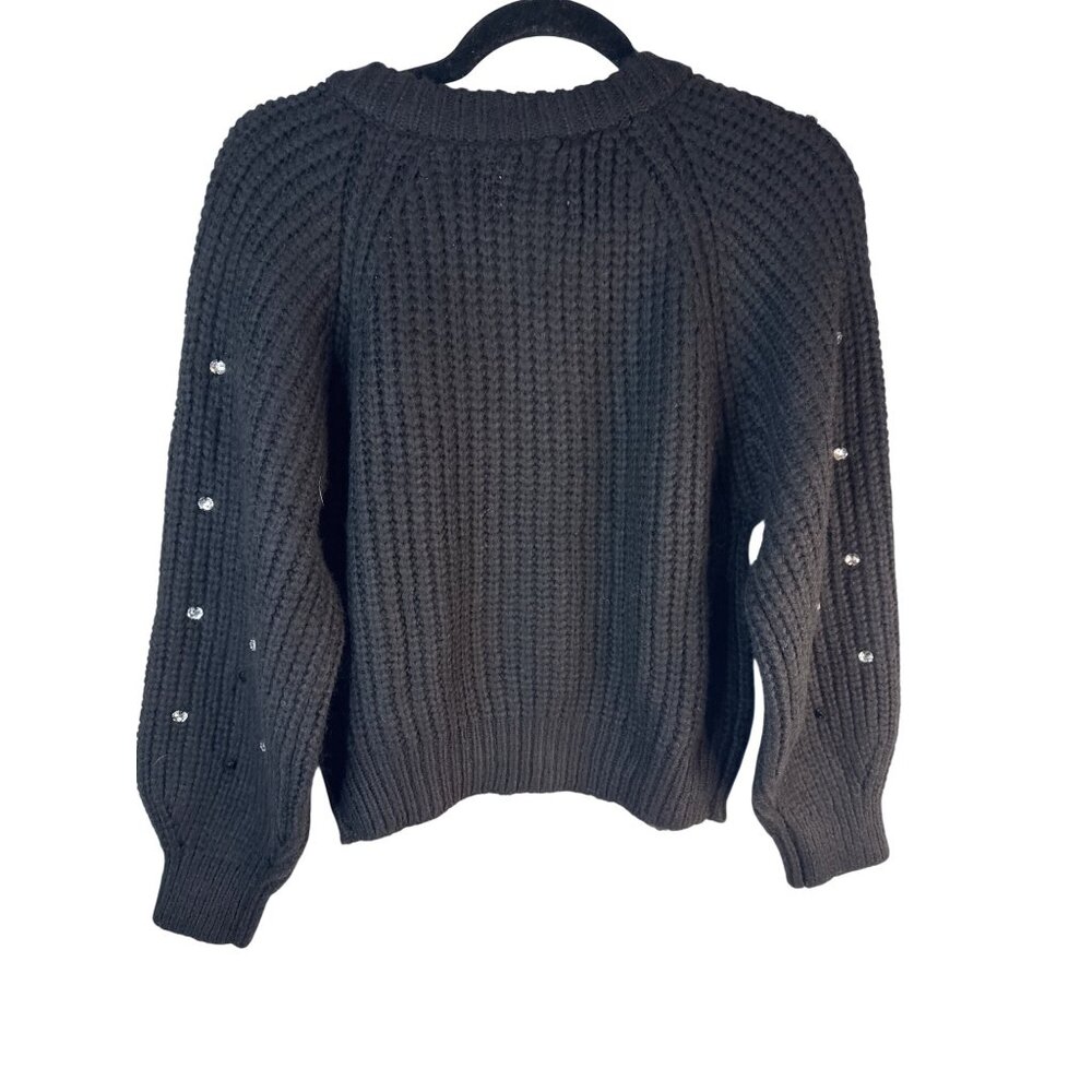 ZARA Kids Black Knit Cardigan Rhinestone Embellished Sleeves 13-14 Years NWT - Picture 12 of 16